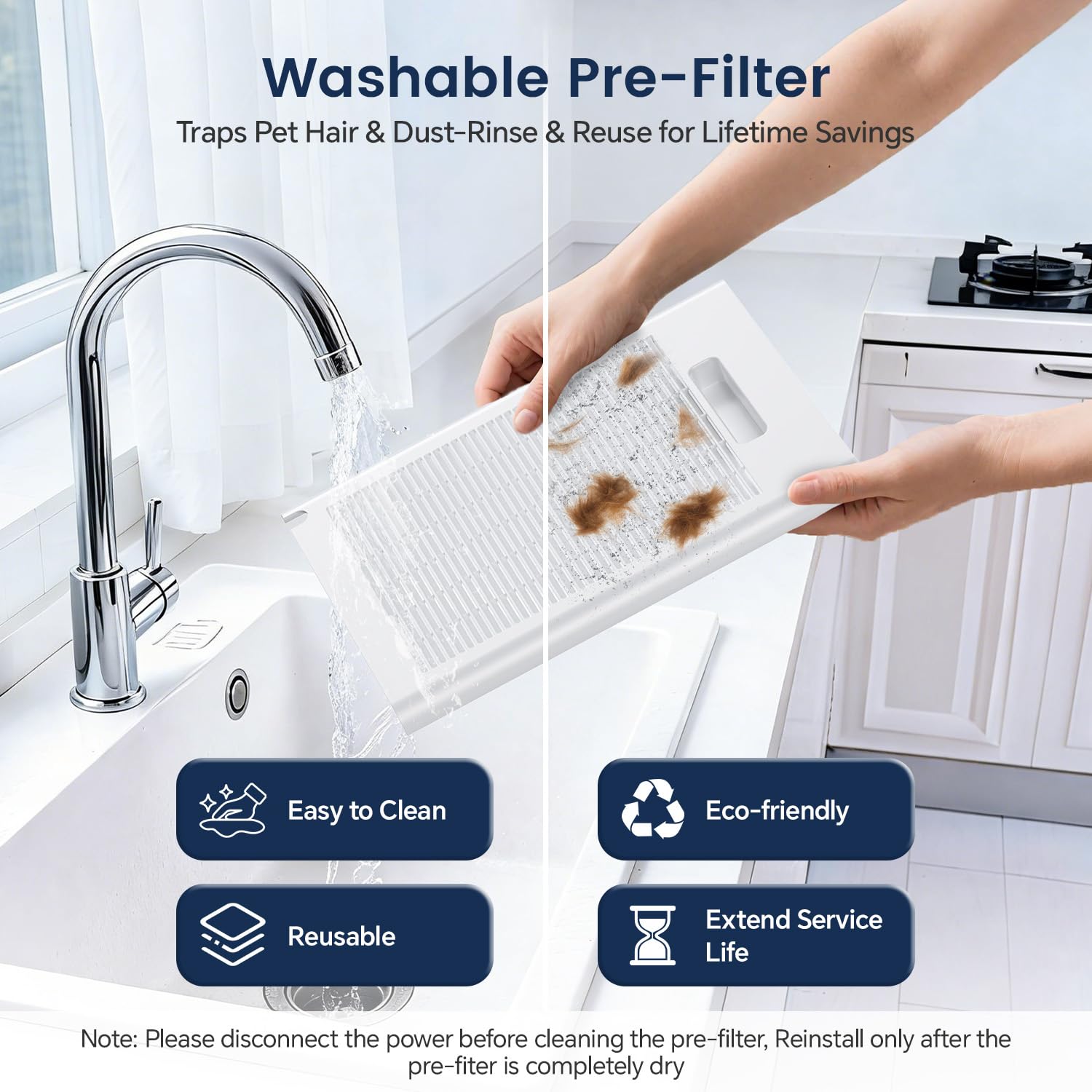 Air Purifiers for Home Large Room with Remote, Up to 3000 Sq Ft, H13 Hepa Double-Sided Air Filter Purifier with PM 2.5 Display Air Quality Sensor, Pet Air Purifier for Pets Hair, Pollen, Dander, Smoke