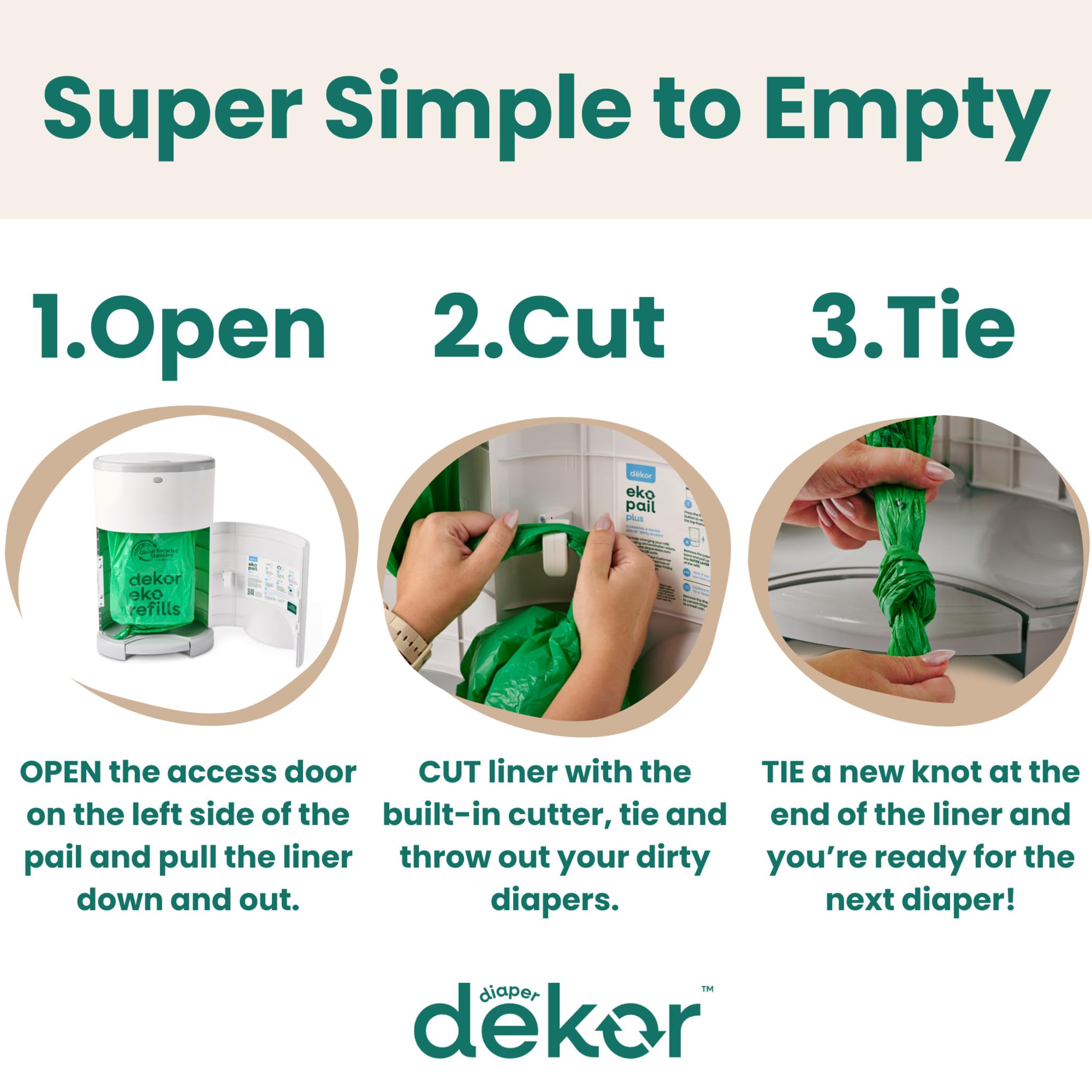 Diaper Dekor CLASSIC Diaper Pail Refills 2 Count Unscented Exclusive End-of-Liner Marking Quick & Easy to Replace Most Economical Refill System for Original and Eko Style Pails