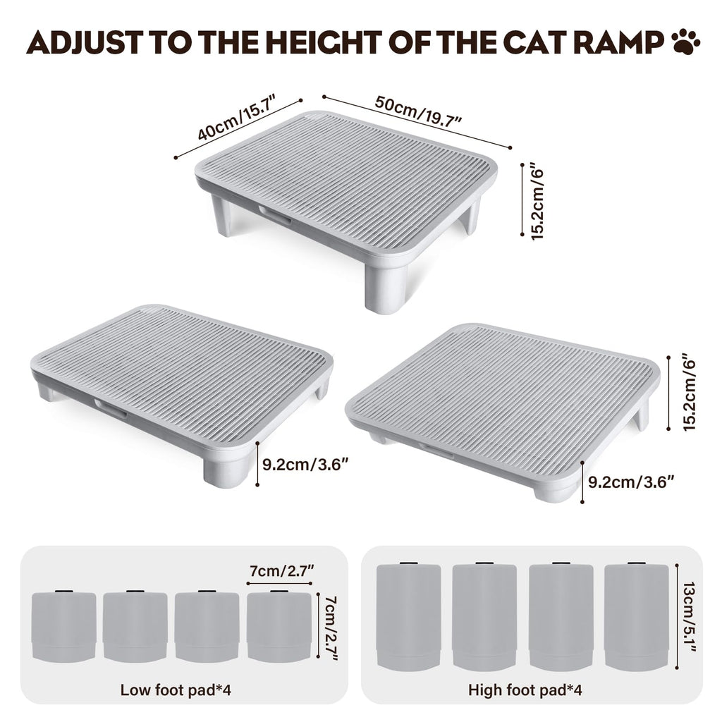 Cat Step Ramp Adjustable Litter Box Step with Filter Function, Black