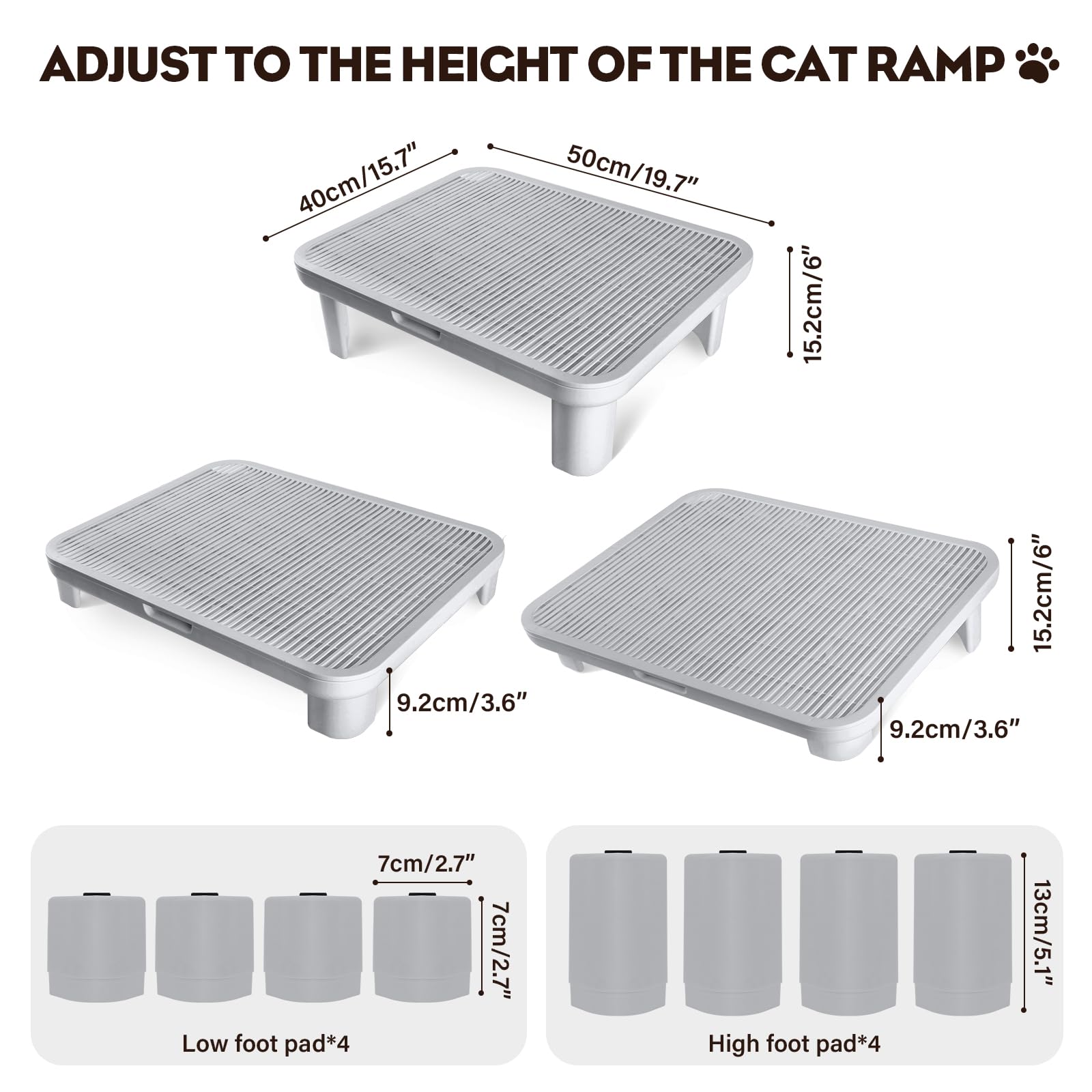 Cat Step Ramp Adjustable Litter Box Step with Filter Function, Black