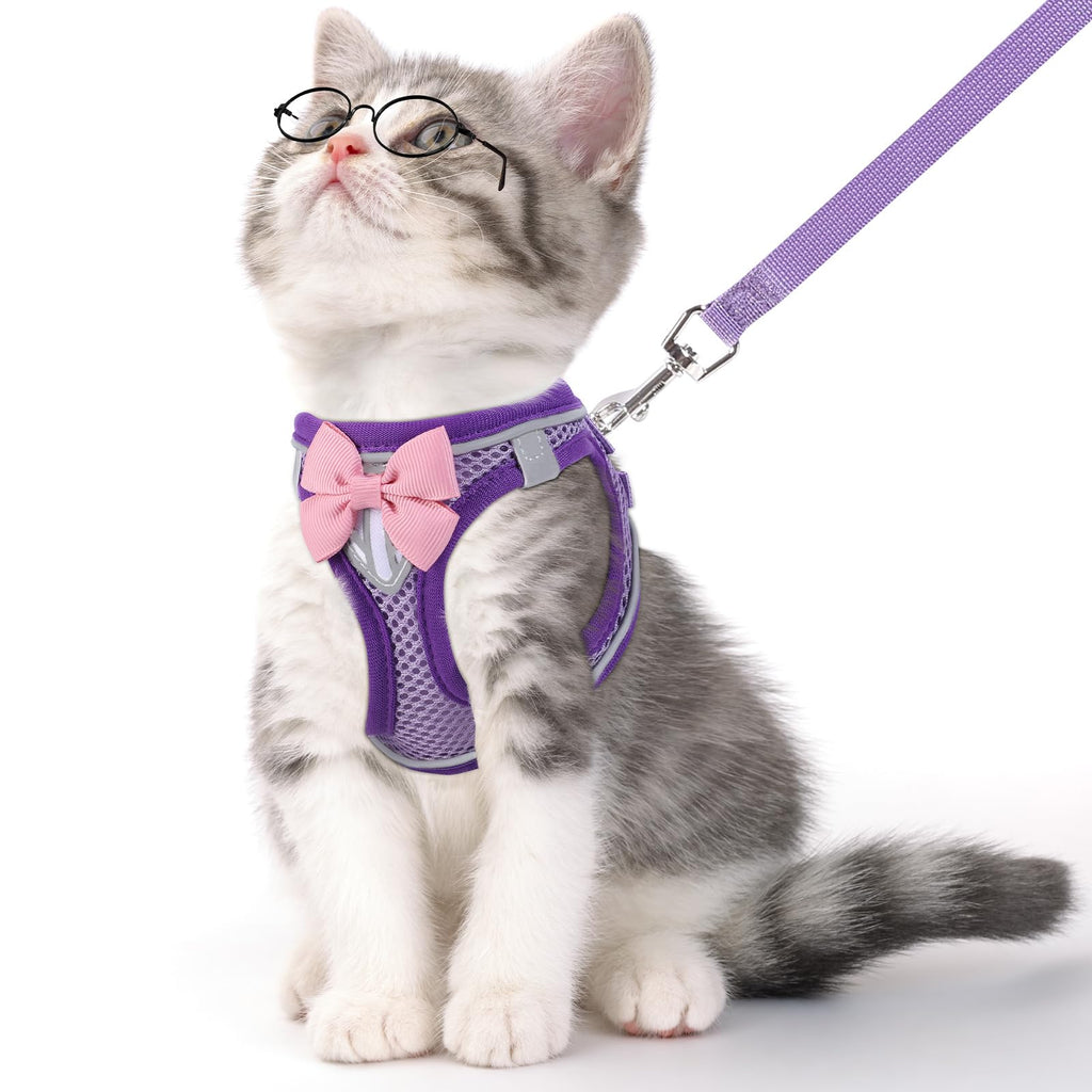 NCMAMA Cat Vest Harness and Leash Set, Escape Proof Kitten Harness Purple M