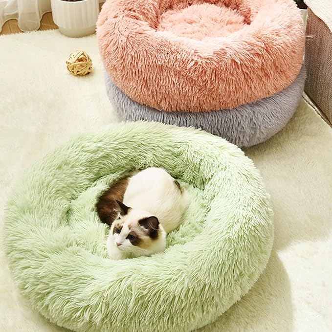 Nisrada Dog Bed for Small Medium Large Dogs Cats, 20 inch Calming Washable-Round Cozy Soft Pet Bed for Puppy and Kitten with Slip-Resistant Bottom