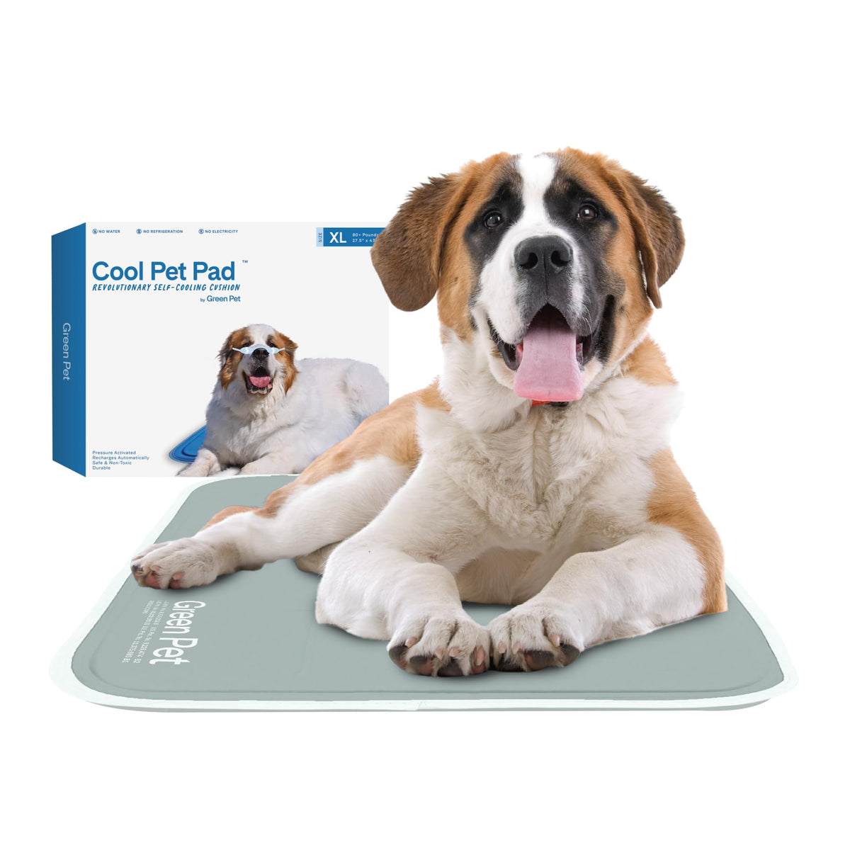 The Green Pet Shop Cool Pet Pad - Medium, Blue - Self-Cooling, Pressure Activated Mat for Dogs & Cats from 21-45 lbs - Non-Toxic Gel, No Water Needed