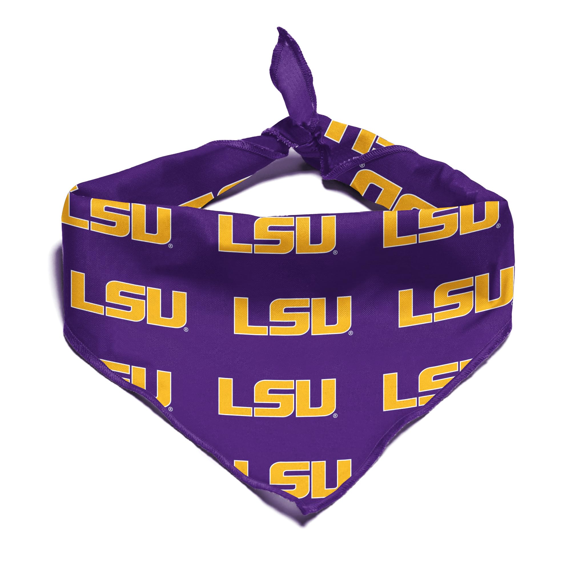 LSU Tigers Officially Licensed Bandana for Dogs and Cats | Fits Pets Great Gift Idea | Easy-to-Tie (Small, 13")