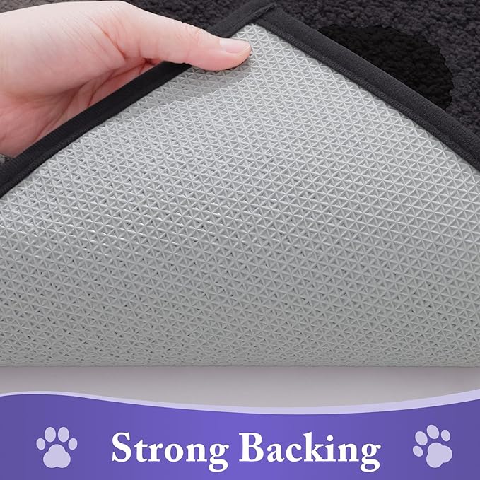 Buganda Dog Door Mat for Muddy Paws, Absorbent Dirt Trapper Non Slip Indoor Doormats, Washable Low-Profile Mat for Mud Dogs, Entryway Carpet for Inside Floor (47x32 Inches, Black)