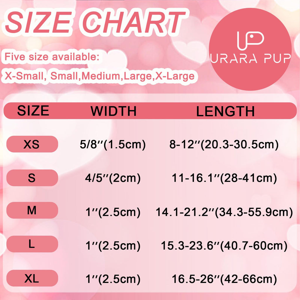 Valentine's Dog Collar, UP URARA PUP Pink Heart Adjustable Pet Collar with Bowknot Charm, Wedding Dog Accessories for Small Medium Large Dogs