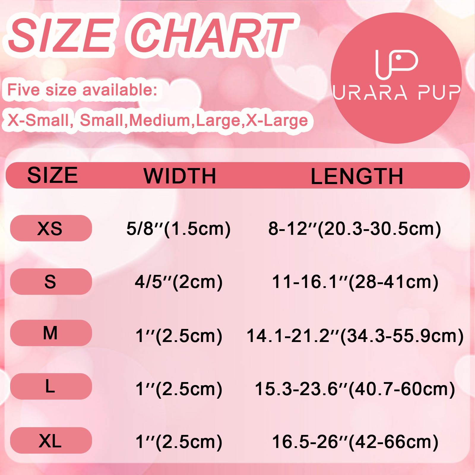Valentine's Dog Collar, UP URARA PUP Pink Heart Adjustable Pet Collar with Bowknot Charm, Wedding Dog Accessories for Small Medium Large Dogs