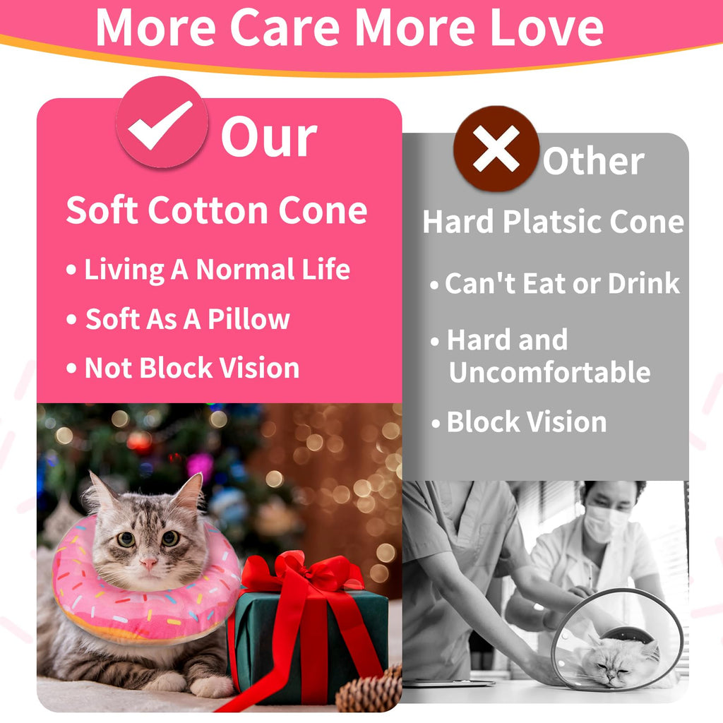 Hpetppy Cat Cone Collar Soft, Cat Recovery Collar for Wound Healing Cute Donut Adjustable Kittens Cones to Stop Licking Comfortable Lightweight Neck Elizabethan Collars for Cats Kittens After Surgery