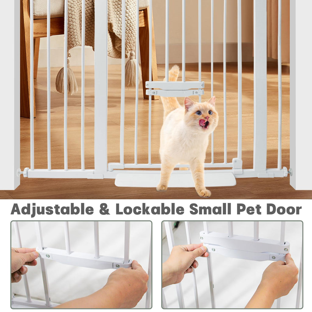 SHYUJAJIE 37 Inch Tall Baby Gate with Small Cat Door