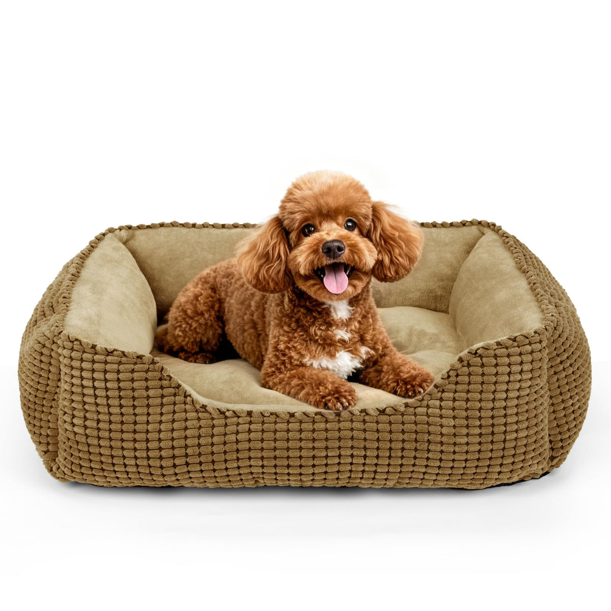 MIXJOY Dog Bed for Large Medium Small Dogs, Rectangle Washable Sleeping Puppy Bed, Soft Calming Cat Beds for Indoor Cats, Orthopedic Pet Sofa Bed, Anti-Slip Bottom with Multiple Size (25'', Grey)