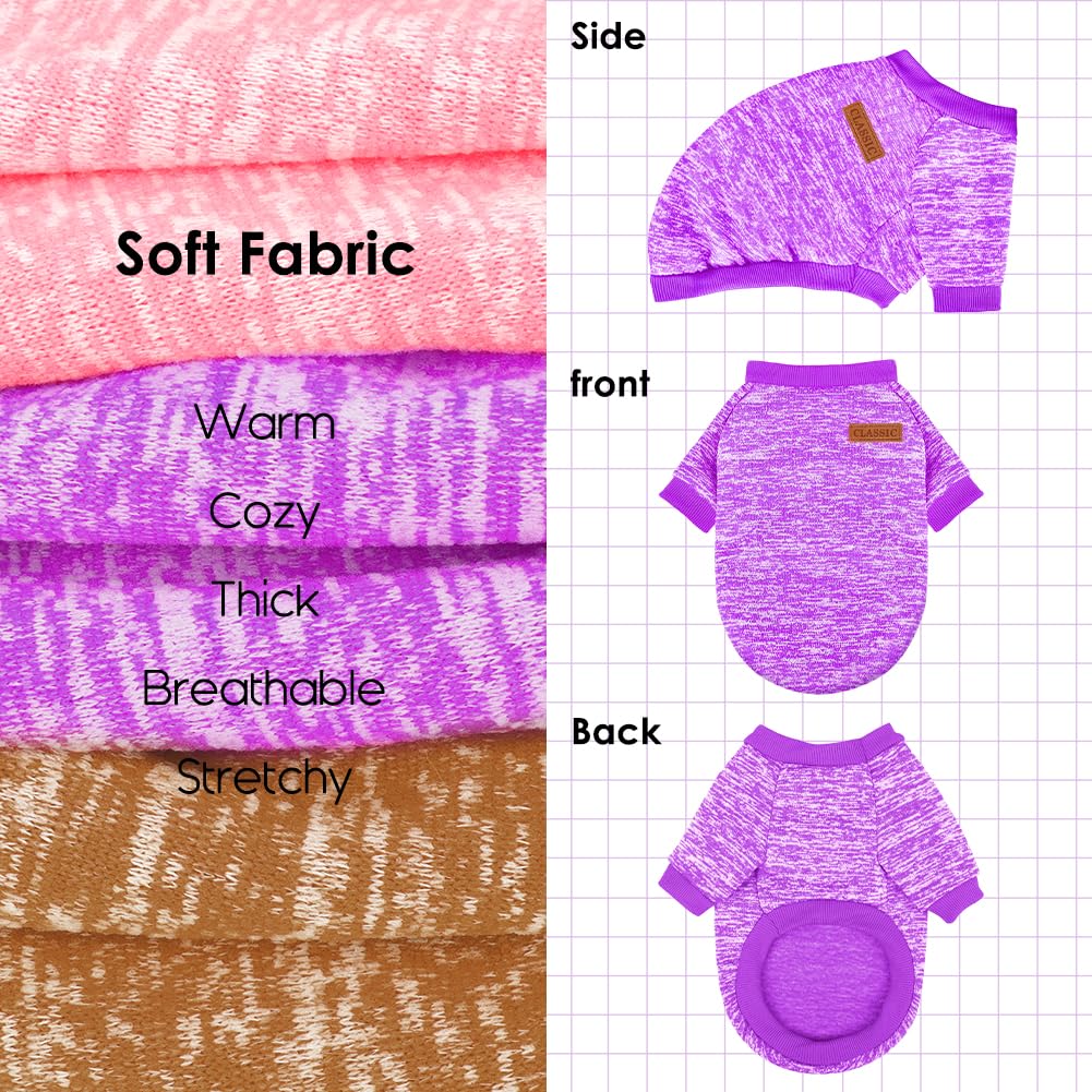 3 Pack Dog Sweaters for Small Dogs Girl Boy Winter Fleece Clothes Warm Soft Dog Sweatshirt Outfit for Dogs Cats Pet Apparel