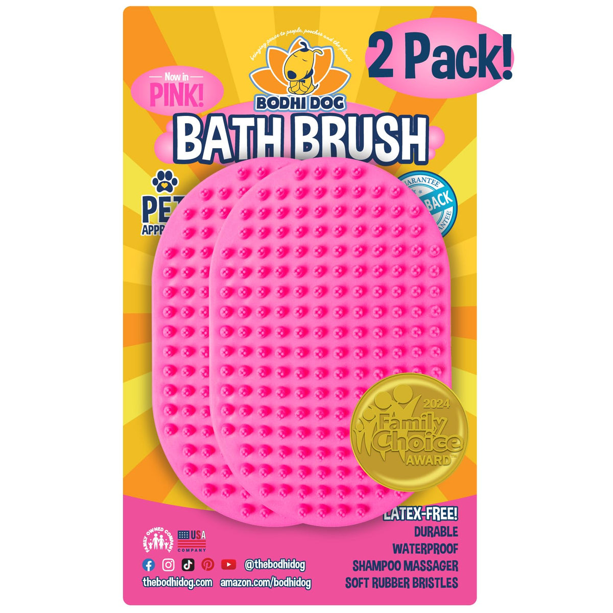 Bodhi Dog Shampoo Brush - Pet Grooming & Bath Supplies for Dogs and Cats - Bath Brush for Long & Short Hair - Premium Scrubber for Shower, Showerhead, Sprayer & Bathing (One Pack, Purple)