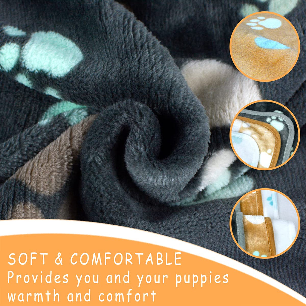 Dog Blankets for Medium Large Dogs, 3 Pack Dog Blanket Washable 41" x 31", Fuzzy Soft Pet Mat Throw Cover for Kennel Crate Bed, Cute Paw Pattern, Cat Blanket, Blankets for Dogs, Pet Blanket