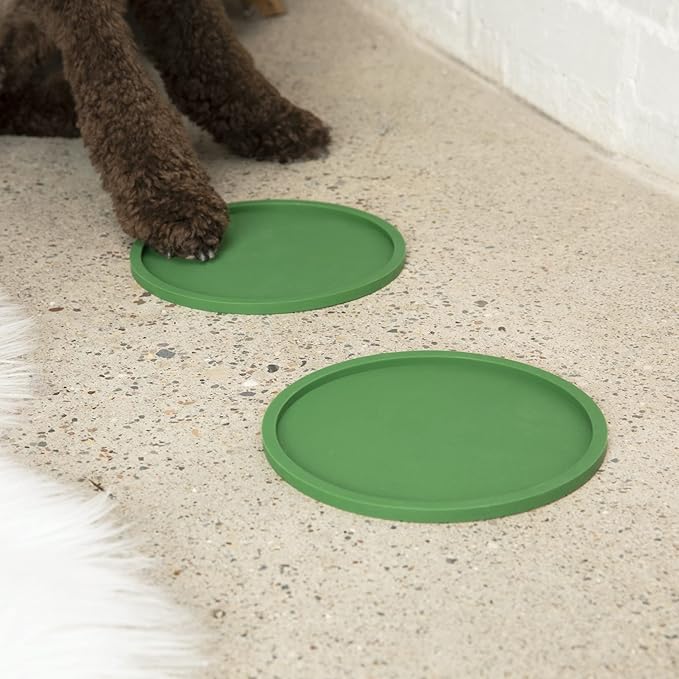 Waggo Habit Silicone Dog Placemat for Small Medium and Large Breeds - Modern Heavyweight Silicone Dog Mat, Dishwasher Safe, Solid Placemat - Set of 2 (Small, Light Grey)