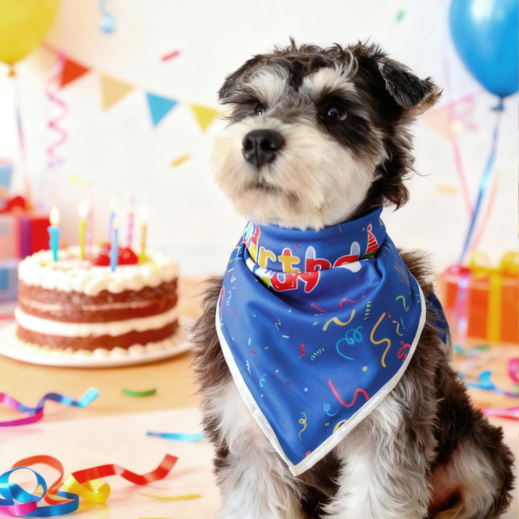PAPIAMEN Birthday Dog Bandanas Boy,Blue Reflective Dogs Scarfs for Birthday Party Decorations Supplies for Dogs Pet Accessories,Cat Dogs Triangle Pet Scarves for Large Dogs Outfit,L