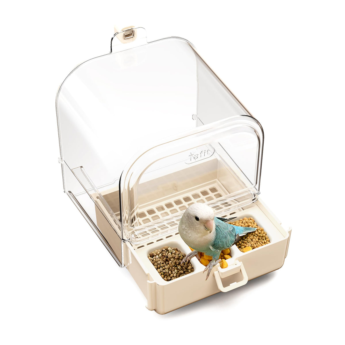 tafit Hanging 3‑in‑1 Multifunction Bird Bath Bowl House for Parrots, White