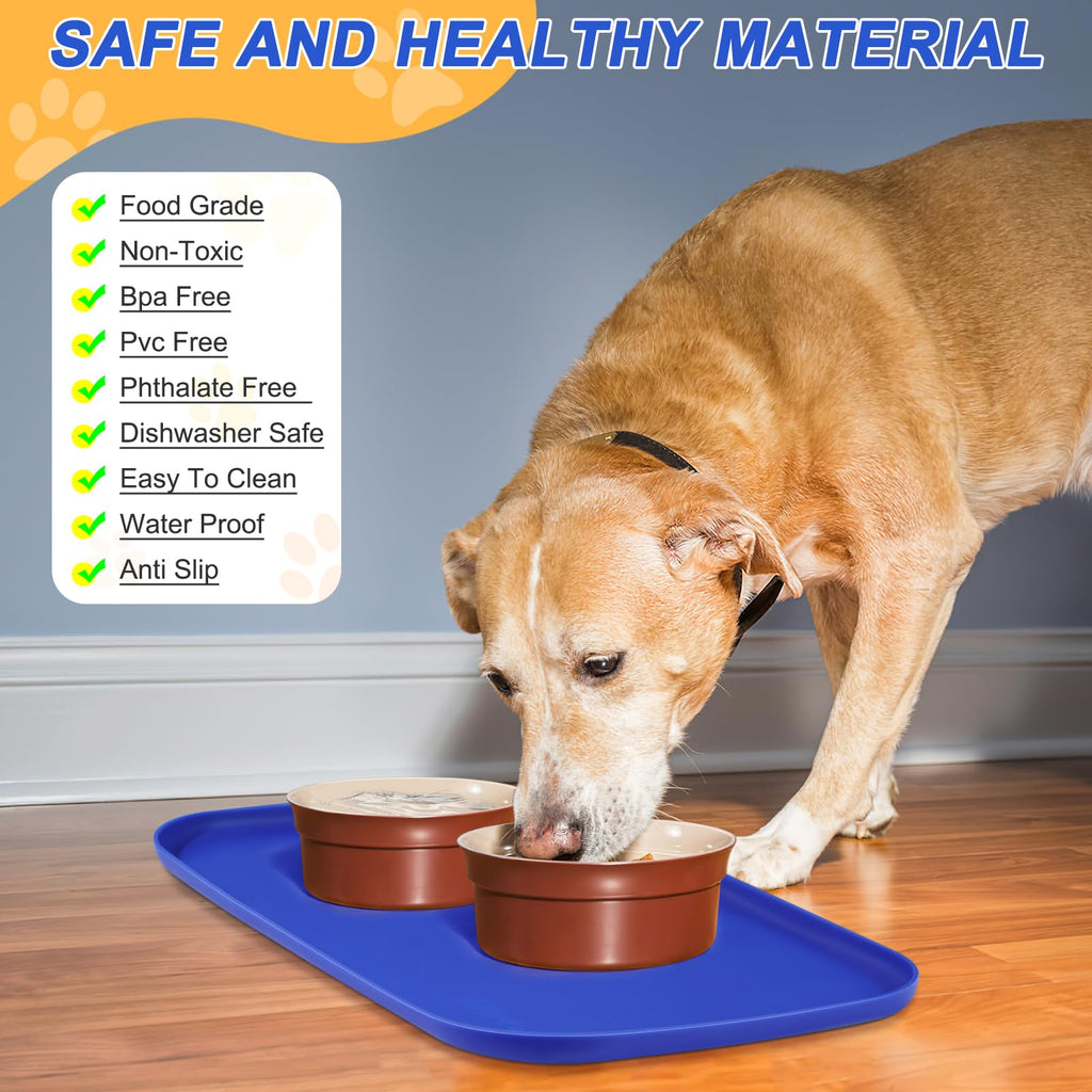 SMILOOL Waterproof Silicone Pet Food Mat with Raised Edge for Dog & Cat