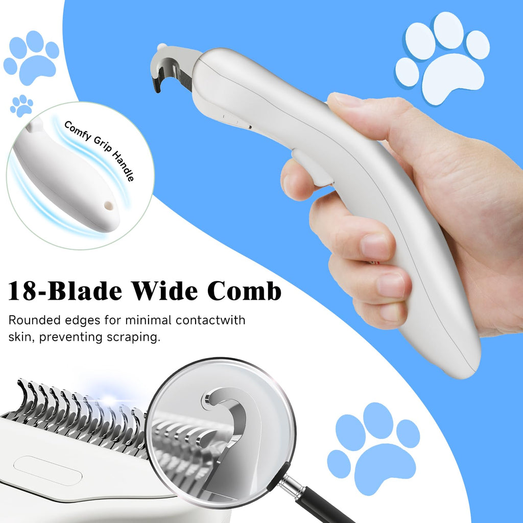 LetsFeed Pet Steam Brush for Dogs & Cats, 3-in-1 Shedding Grooming Tool
