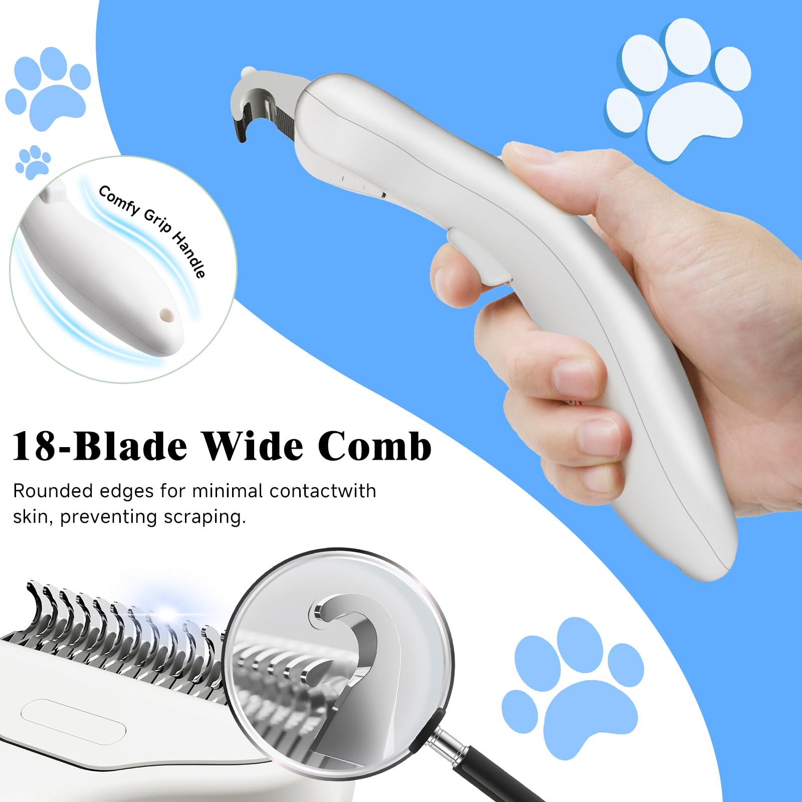 LetsFeed Pet Steam Brush for Dogs & Cats, 3-in-1 Shedding Grooming Tool