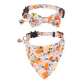 ADOGGYGO Floral Cat Bandana Collar, Pink Girl Cat Collar with Bowtie Bell