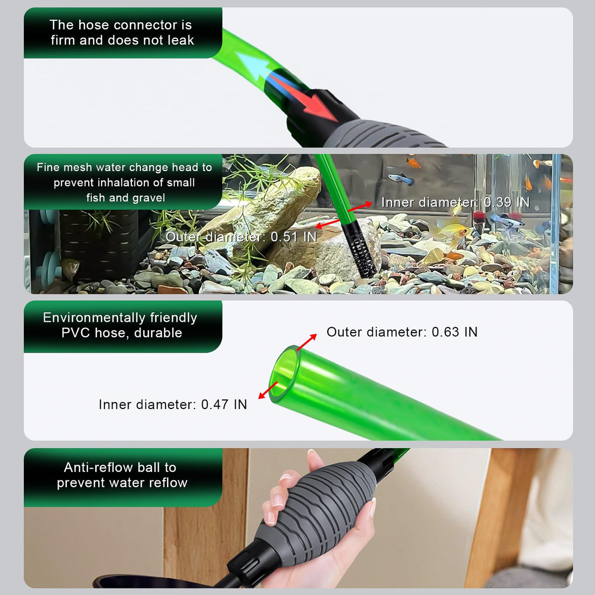 boxtech Fish Tank Water Change,Aquarium Gravel Vacuum Siphon
