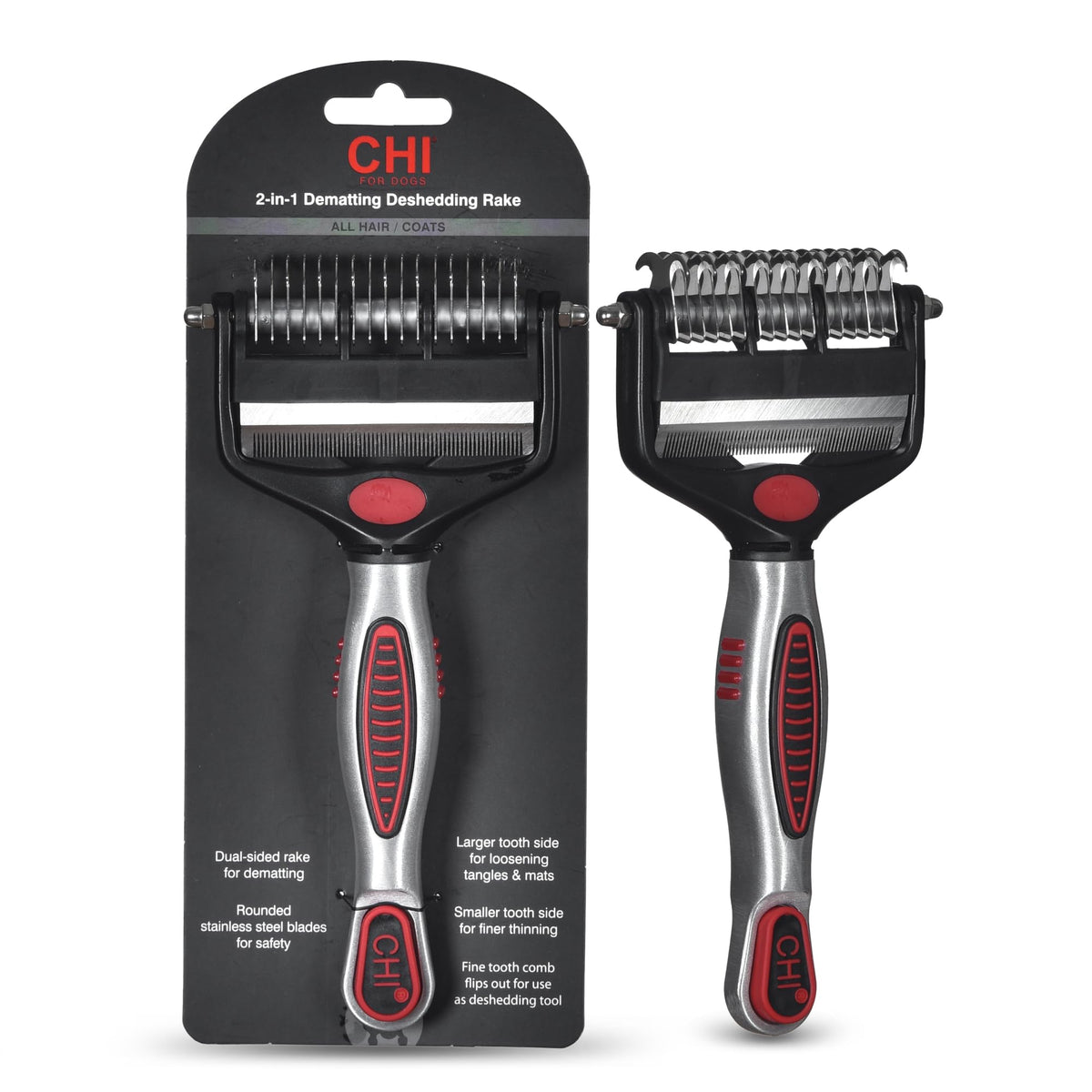 CHI for Dogs 2-in-1 Dematting and Deshedding Rake Tool