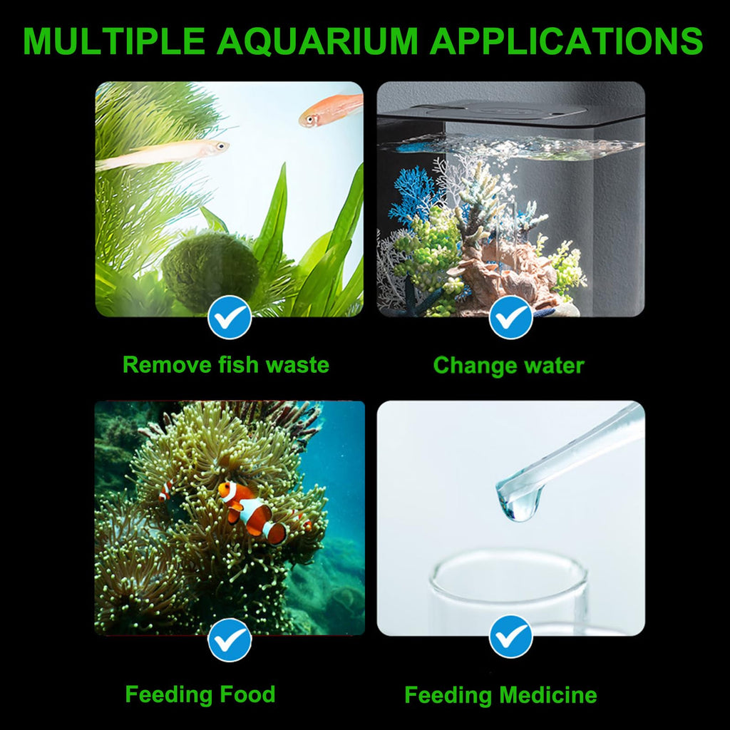 50ml Manual Coral Fish Feeder/Water Changer/Waste Remover with 2pcs Extension Pipes, Fecsam 17.7inch Aquarium Clean Tool for Fish Tank Cleaning, Aquatic Pipette Dropper, Gravel Cleaner Siphon
