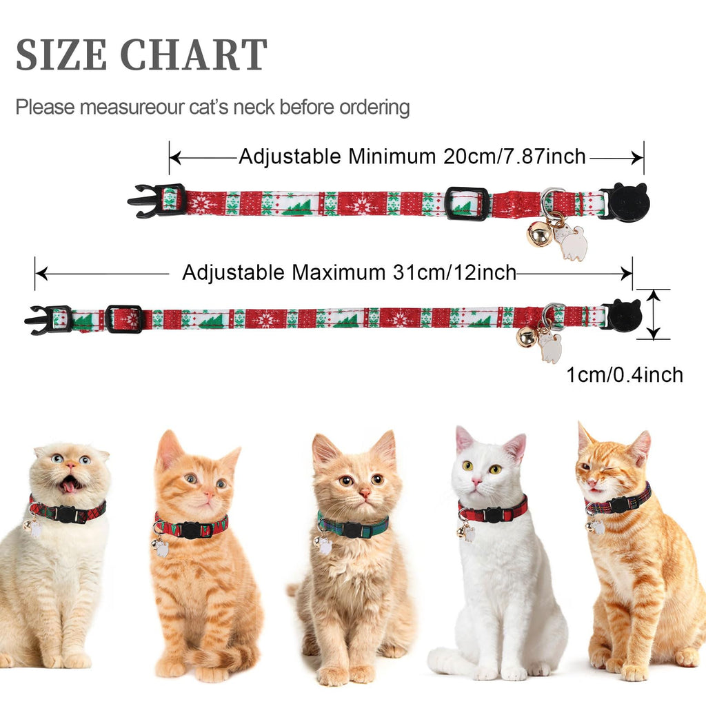 Unique style paws 2 Pack Christmas Kitten Collar Breakaway with Bell & Pendant, Adjustable Safety Cat Cotton Collars for Girl Boy Cats and Small Pets