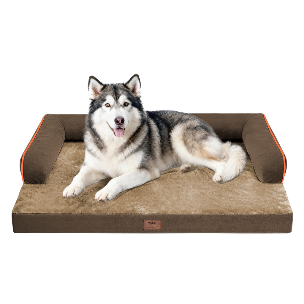 MEKIY Orthopedic Waterproof Dog Bed with Bolster for Extra Large Size Dogs