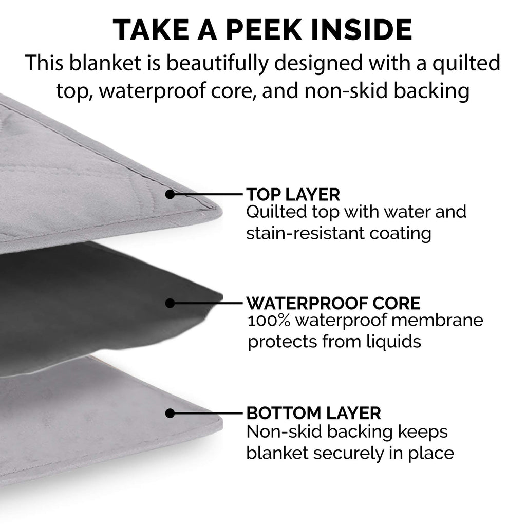 Furhaven Waterproof & Non-Slip Queen Size Mattress Cover Protector for Dogs & Cats, Washable, For Beds, Couches, & Car Seats - Quilted Twill Blanket Mattress Cover - Gray, Large/Queen Size