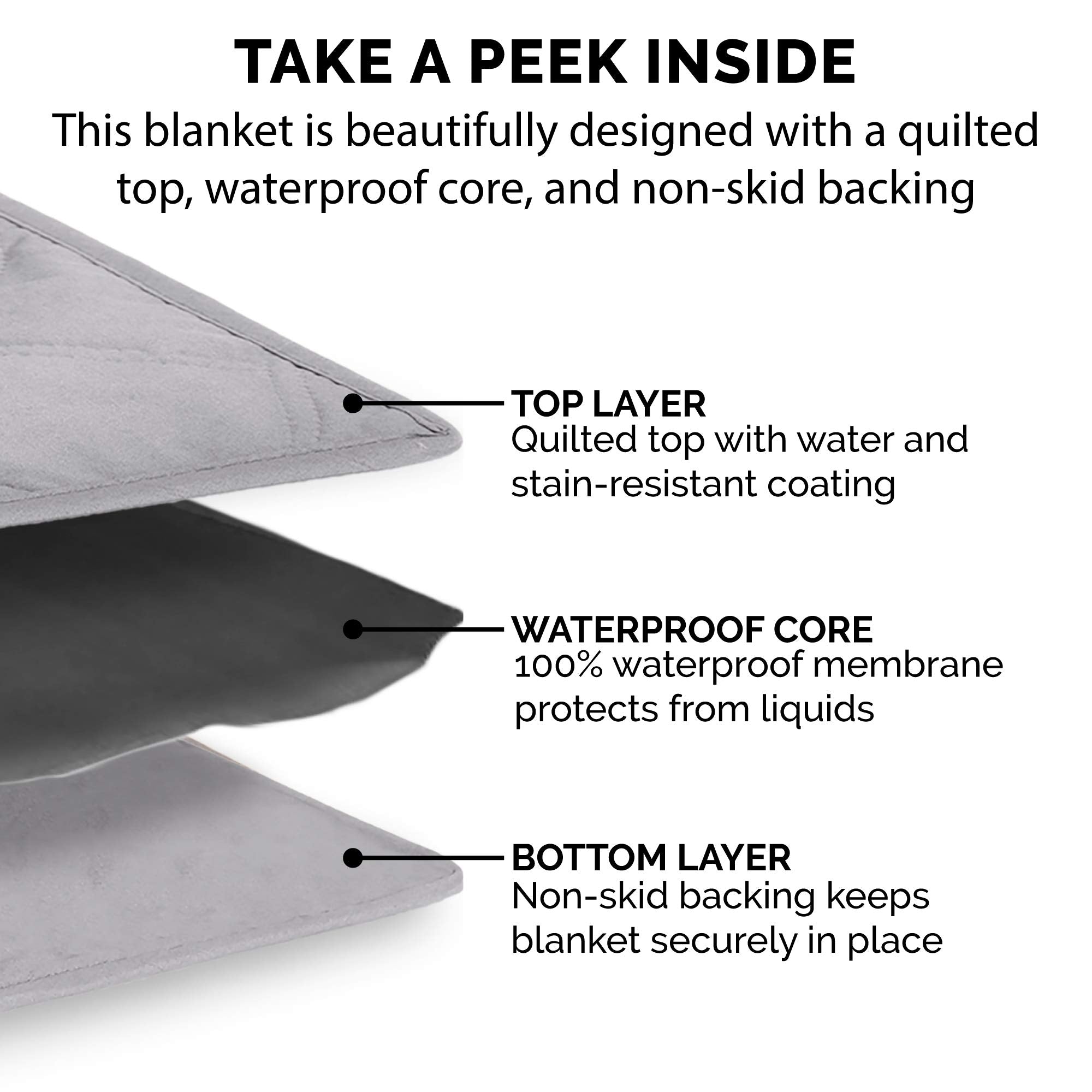 Furhaven Waterproof & Non-Slip Queen Size Mattress Cover Protector for Dogs & Cats, Washable, For Beds, Couches, & Car Seats - Quilted Twill Blanket Mattress Cover - Gray, Large/Queen Size