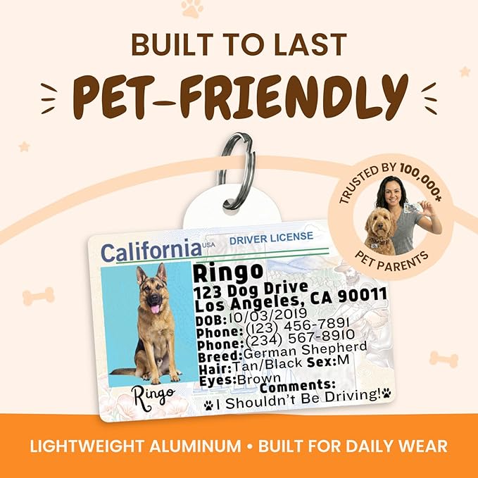 PawFurEver Personalized Dog Driver License ID Tag for Dogs & Cats - Custom Pet License Dog ID Tags Personalized Heavy Duty with Name, Photo & Phone Number, 50 States + DC (Utah, Wallet Card)