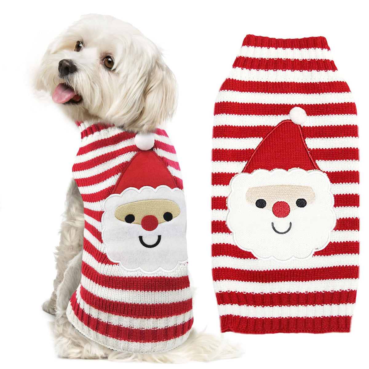 DOGGYZSTYLE Dog Christmas Sweater Xmas Pet Clothes Cute Striped Gingerbread Man Costume Holiday Puppy Cat Jumpers Outfits New Year Gifts for Small Medium Large Dogs(Red Gingerbread Man,XXS)