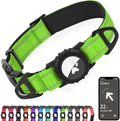 Joytale Airtag Dog Collar, Reflective Pet Collar with Waterproof AirTag Holder, Dual D-Rings, Soft Padded Adjustable for Extra Small and Puppy Dogs, Green, XS