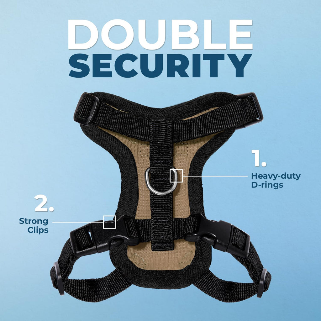Voyager Escape-Proof Step-in Lock Cat Harness & 5ft Neoprene-Handle Leash Set All-Weather Mesh with Reflective Stitching for Small to Large Cats by Best Pet Supplies, Army/Black Trim, XXS