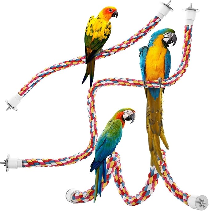 Jusney Bird Rope Perches,Parrot Toys 41 inches Rope Bungee Bird Toy (41 inches)[1 Pack]
