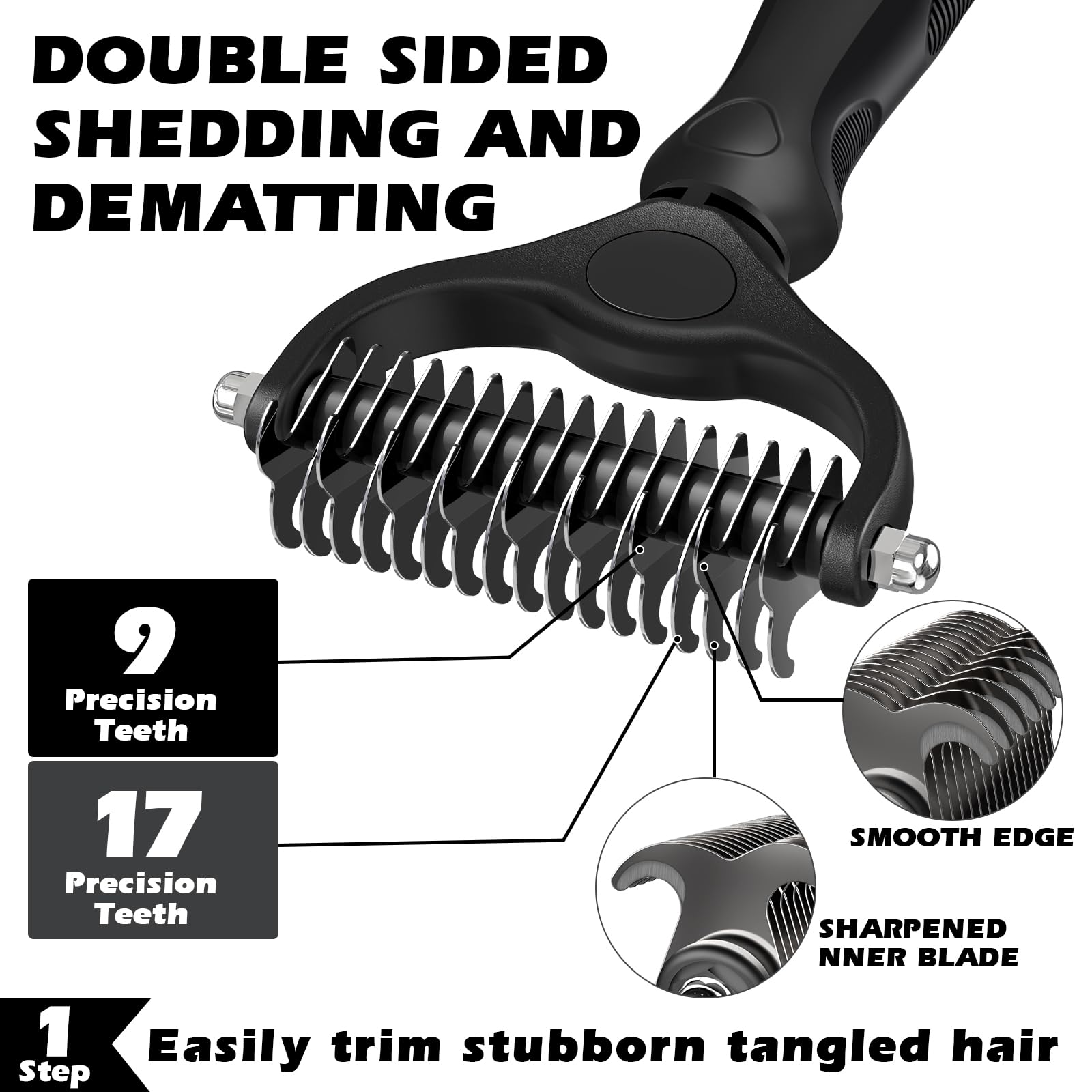 Professional 3PCS Self Cleaning Slicker Brush & Pet Grooming Rake & Flea Comb for Dogs,Cats and Horses (Yellow)