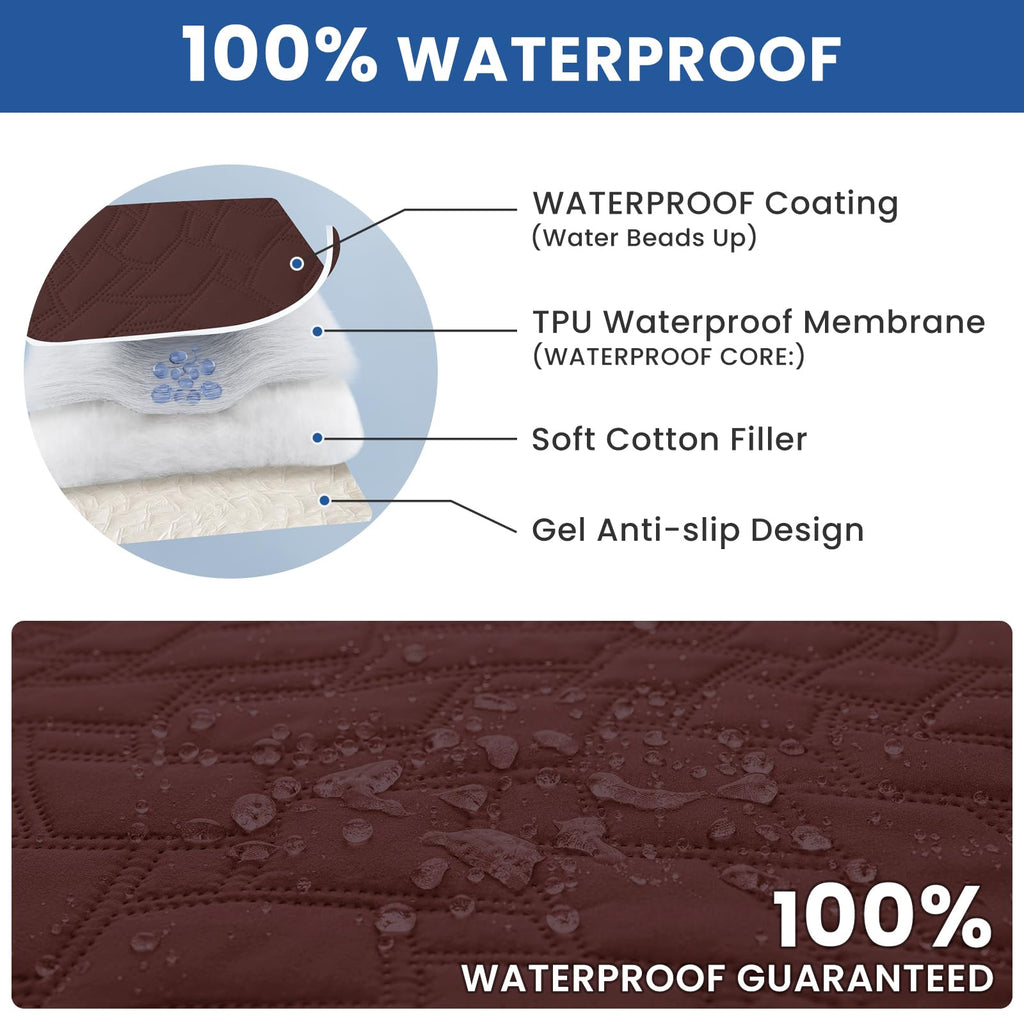 CYCMACO Waterproof Dog Blanket, Non-Slip Soft Pet Bed Cover, Couch Cover for Dogs Washable, Protects Sofa, Furniture, Crate, Car, Tear Resistant Leakproof Pet Blanket (82x82 Inch, Coffee)
