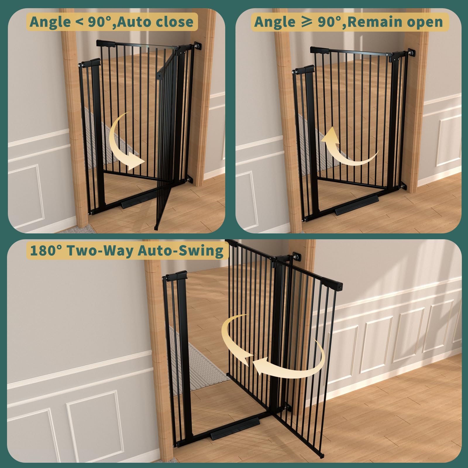 AiWMGL 40.55" Tall, 45.86-53.74 Inch Wide, 1.37" Ultra Narrow Spacing Dog Pet Baby Gate Indoor for Doorway Hallway, Pressure Mounted 46 47 48 49 50 51 52 53 Inches Wide Black