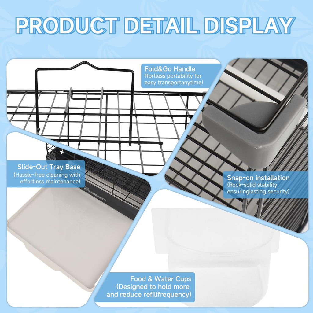 Small Bird Cage for Travel, Parrot Carrier with Handle 12"L x 12"W x 14.6"H