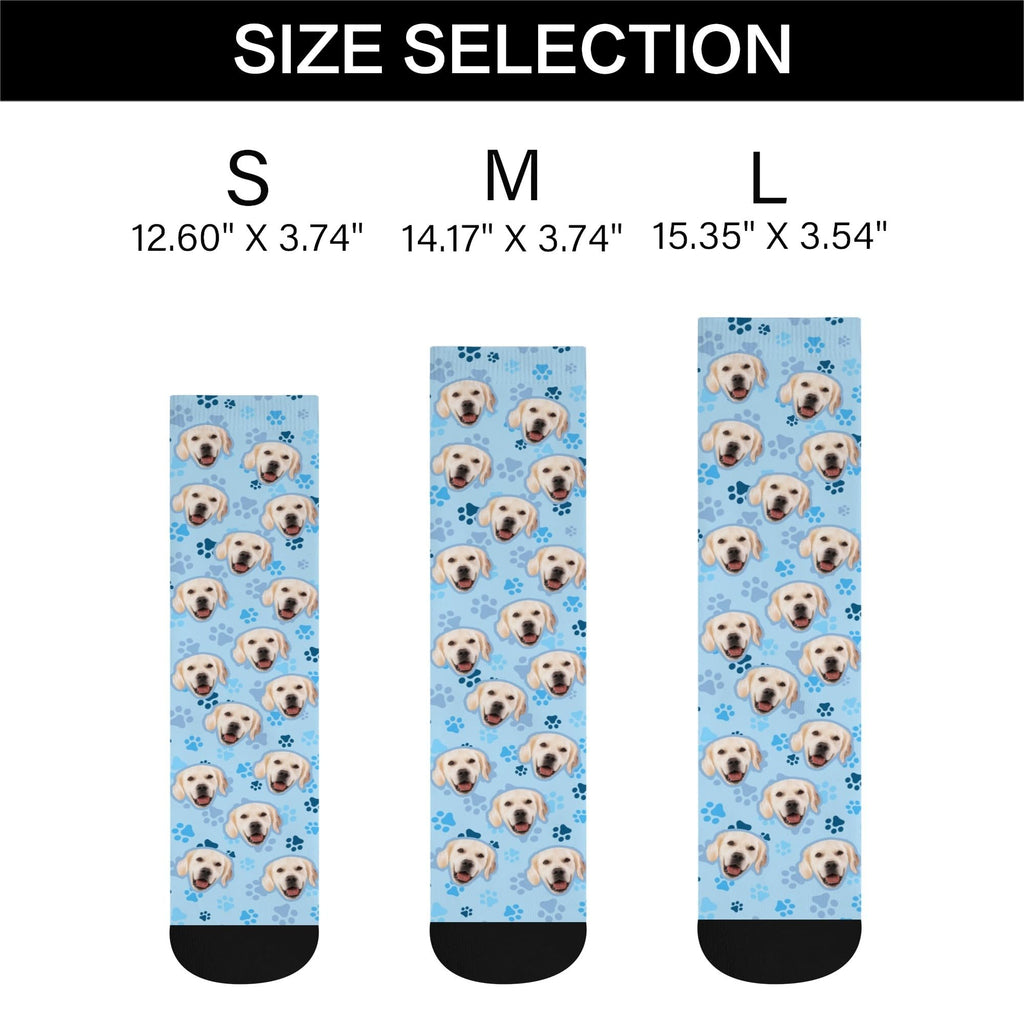 D-Story Custom Pet Face Socks with Pictures Personalized Photos Crew Socks Dog's Tracks Paws Novelty Animal Soft Funny Sock Customized Gifts for Dog Mom Dad