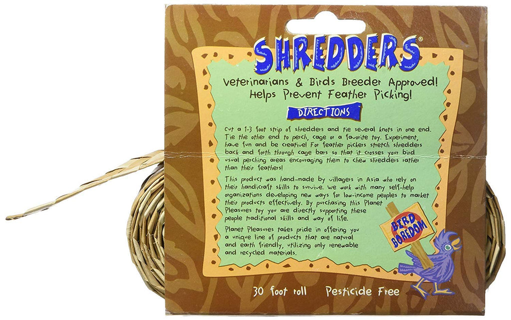 Planet Pleasures Shredders Straight Natural Bird Toy, 1" x 30' Roll