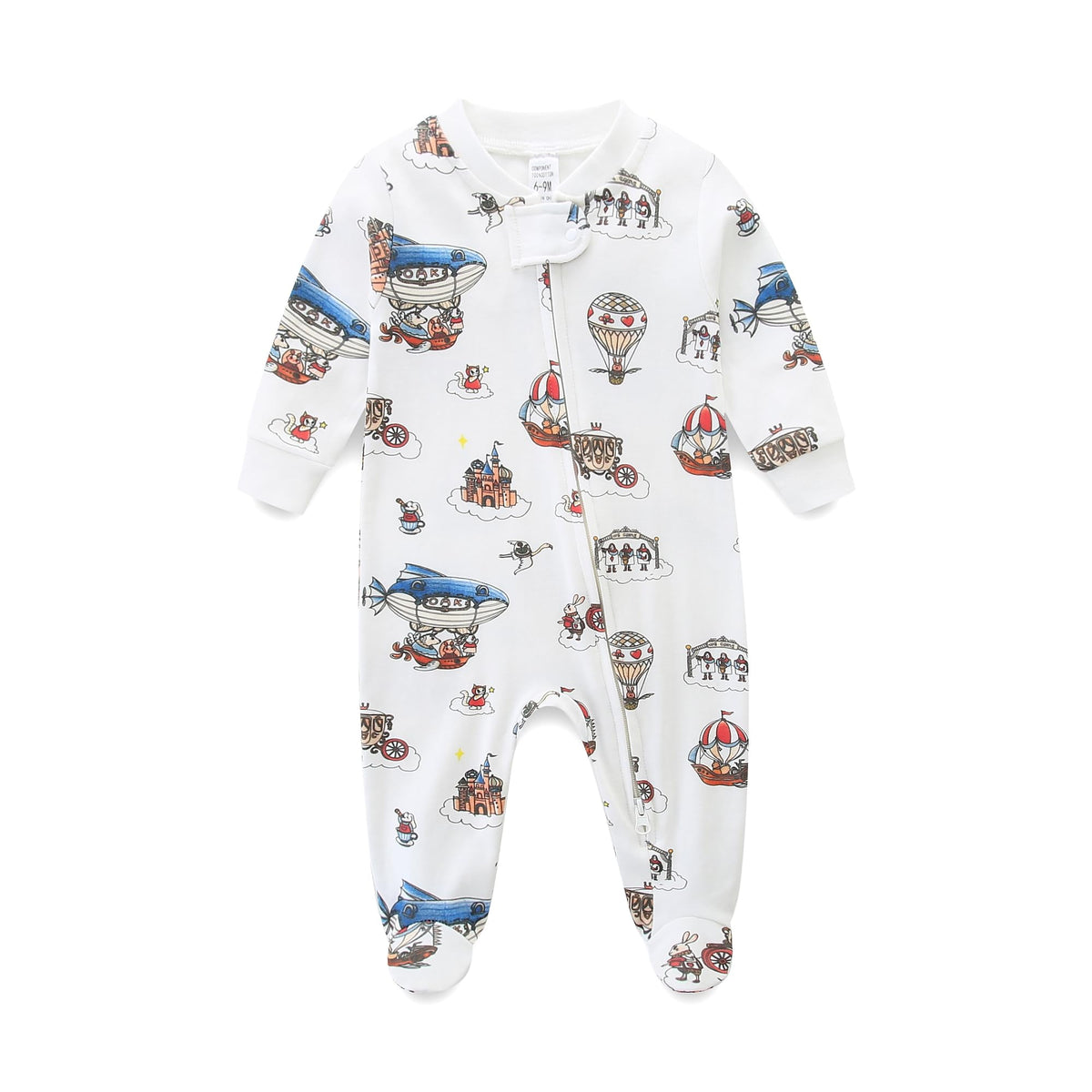 Toddler Onesie Baby Cotton Zip-Front Footed One Piece for Boys and Girls 3-6 Months Amusement Park