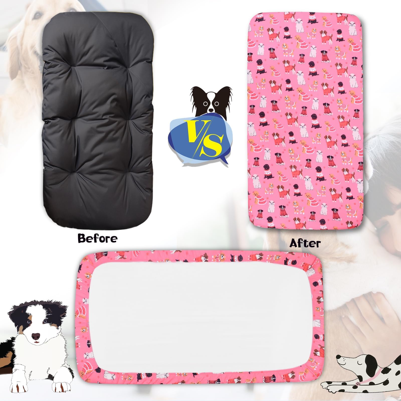 Hoopttay Replacement Dog Bed Covers Elastic Edged Washable 52" x 28" x 6"