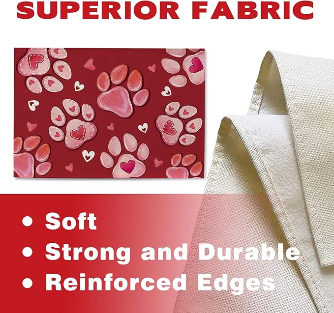 Croar Valentines Day Dog Cat Paw Prints Placemats Set of 4