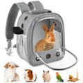 DBNESS Guinea Pig Carrier Backpack, Portable Rabbit Travel Carring Bag for Pet Bunny Chinchilla Bearded Dragon Hamster Parrot Outgoing Pouch Case with Water Bottle Holder & Detachable Pad (Light Gray)