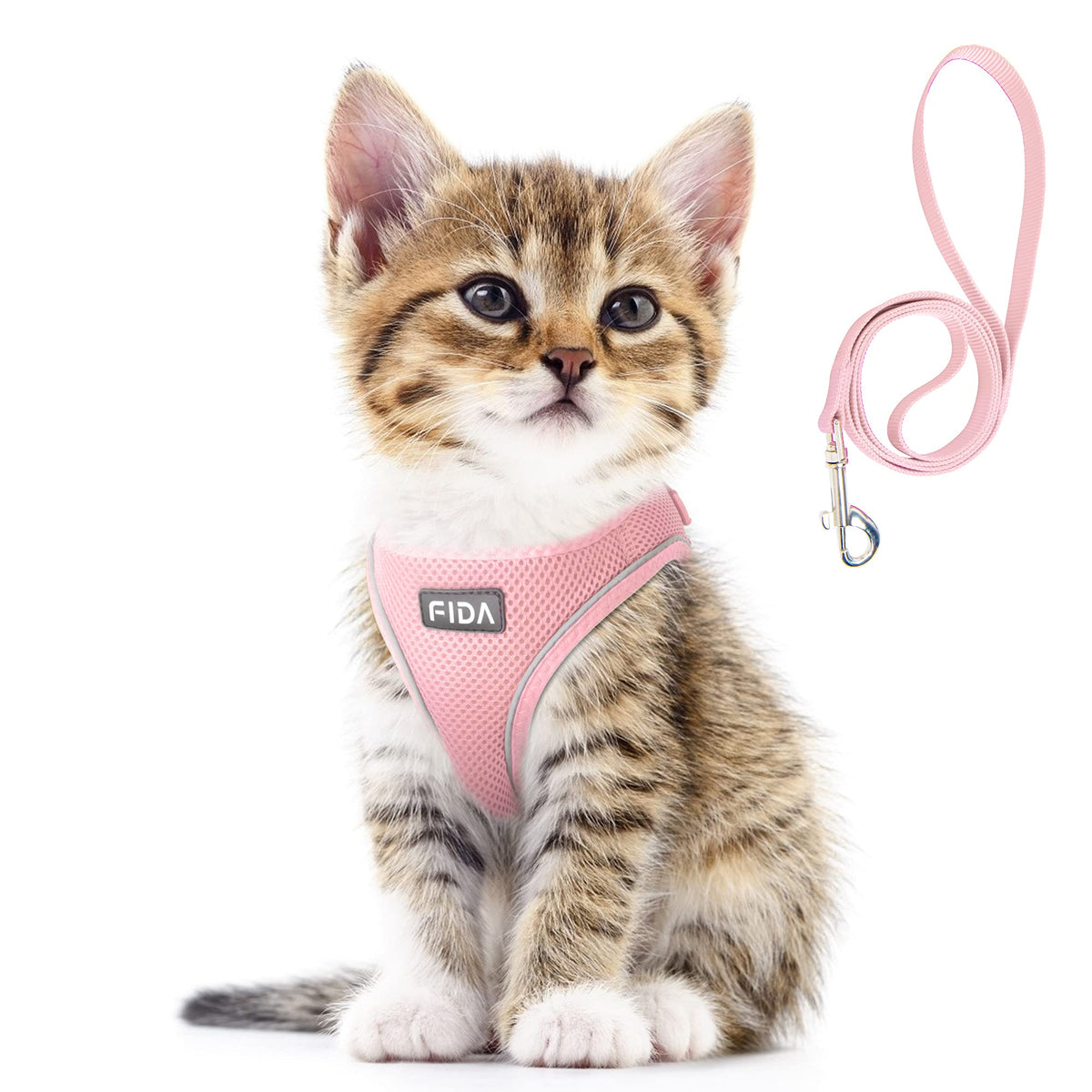 Fida Comfy Dog Harness with Leash, Soft Puppy Vest Escape Proof, Breathable Lightweight Soft Mesh, Adjustable Reflective Step-in Harness for Extra-Small Dogs (XS, Pink)