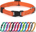 Joytale Puppy Collar, Feather-Light Double-Sided Reflective Nylon Collar for Night Safety, Adjustable Quick-Release for Extra Small Dogs, Orange, XS (3/8" Width)