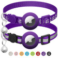 2 Pack Airtag Cat Collar Breakaway with Bell,Reflective Kitten Collar with Apple Airtag Cat Collar Holder,Adjustable 7-12In,Safety Buckle for Girl Boy Cats,Pet Supplies,Accessories,Gifts (Purple)