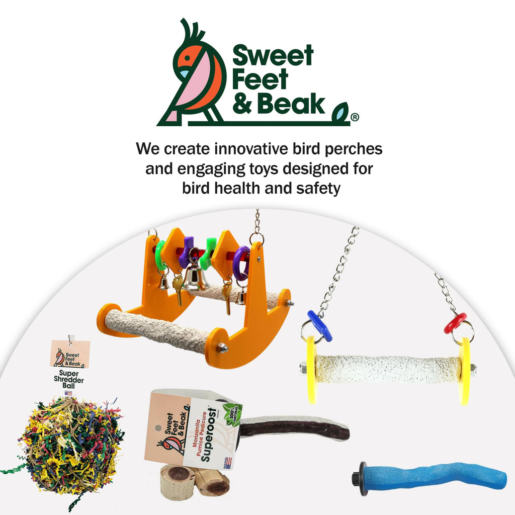 Sweet Feet and Beak Roll Bird Swing X-Large, Outdoor Pedicure Perch, Yellow